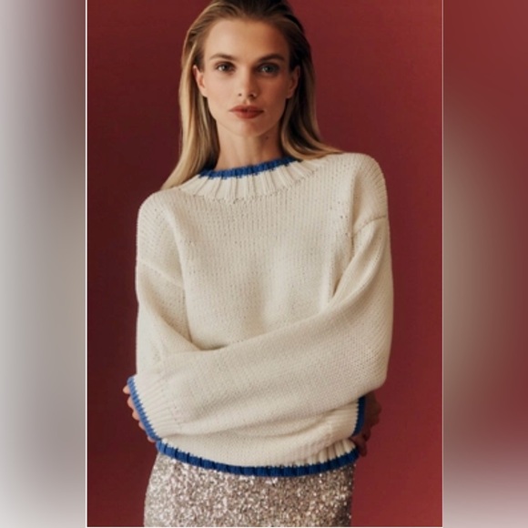Anthropologie Sweaters - NWT Maeve by Anthropologie Blue & Cream Sweater